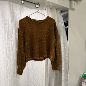 Altar'd State Tan Knit Sweater with White Dots